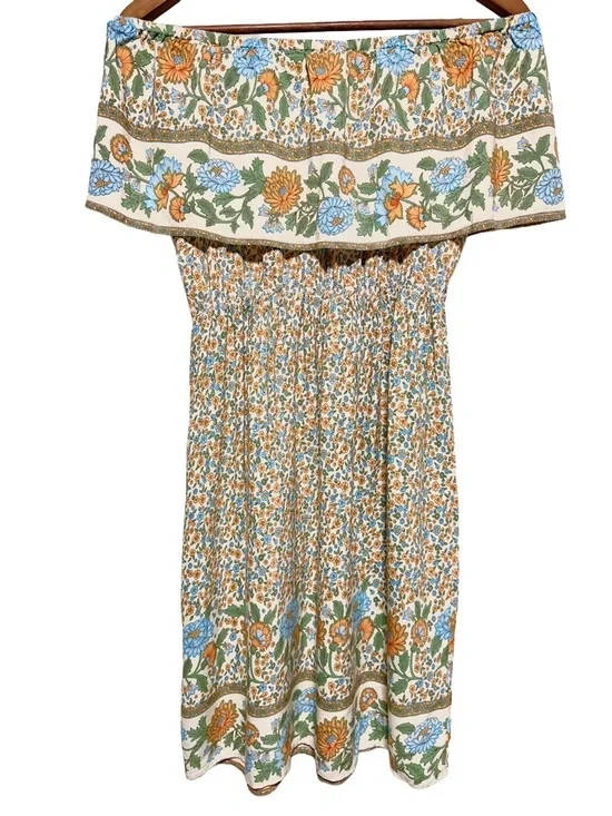 CHOLES | Floral Cottagecore Prairie Poetcore Boho Off Shoulder Summer Dress - Picture 2 of 8